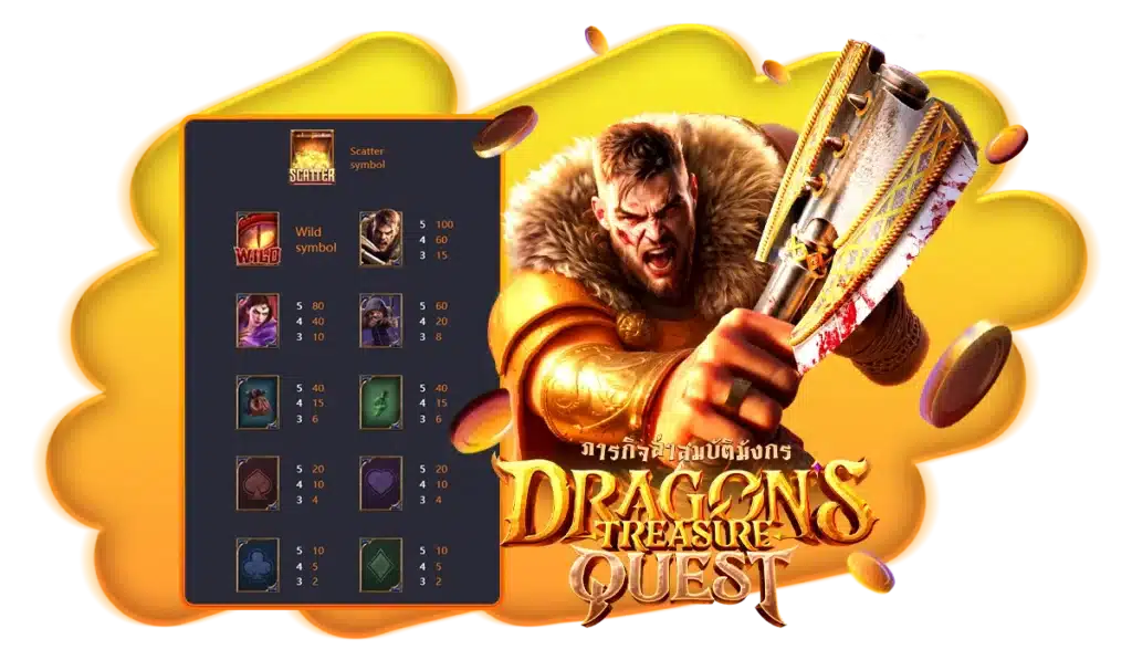 สัญลักษณ์จ่ายเงินรางวัลของเกม Dragon’s Treasure Quest